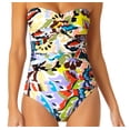 thumbnail image 3 of Anne Cole Women's Printed Twist Front Ruched One Piece White Size 10, 3 of 3