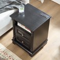 thumbnail image 4 of AENKYO Farmhouse 2-Drawer Nightstand with Charging Station, Rustic Wooden End Table for Bedroom & Living Room, Black, 4 of 8