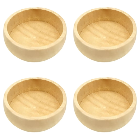 4 PCS Wooden Bowls,Unfinished Wood DIY Craft Bowls for Painting and Decoration for Art Projects,1.85"diameter