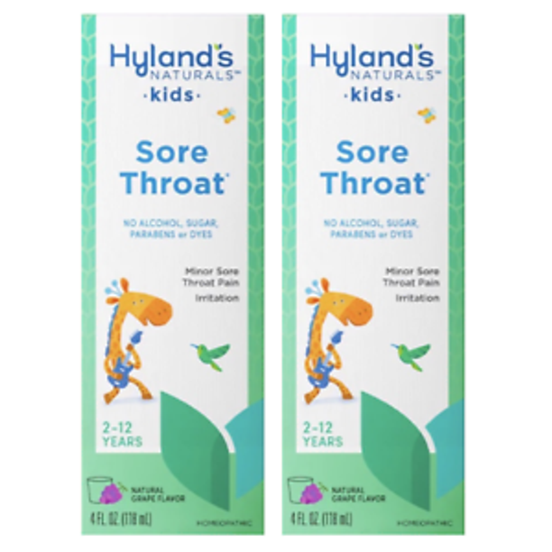 Hyland's Kids Sore Throat Relief, Natural Cold Medicine, Grape, 4 Fl Oz