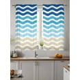 thumbnail image 4 of Sheer Curtains 72 inches Long, Abstract Gradient Waves Blue Khaki Water Ripple Stripes Light Filtering Sheer Window Curtains Rod Pocket Voile Drapes for Bedroom Living Room, 52"W x 72"L 2 Panels, 4 of 7
