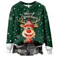 thumbnail image 3 of Festive Print Cozy Flannel Pullover Sweater For Casual Long Sleeve Crewneck Holiday Top Soft Warm Winter Knitwear, 3 of 5