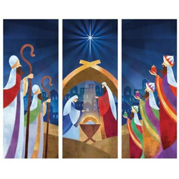 Let us Adore Him Nativity X-Stand Banner Set - Set of 3
