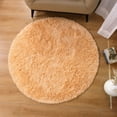 thumbnail image 3 of IR Imperial Rooms Solid Collection Shaggy 4x4Ft Round Rug for Living Room Fluffy Rug Beige, 3 of 12
