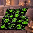 thumbnail image 6 of Cute Green Alien Flying Saucer Space Whimsical, Playful Celestial Art Scene, Warm Flannel Blanket for Living Room and Bedroom, Celestial Art Lovers Housewarming Gift, Playful Home Decor, 6 of 9
