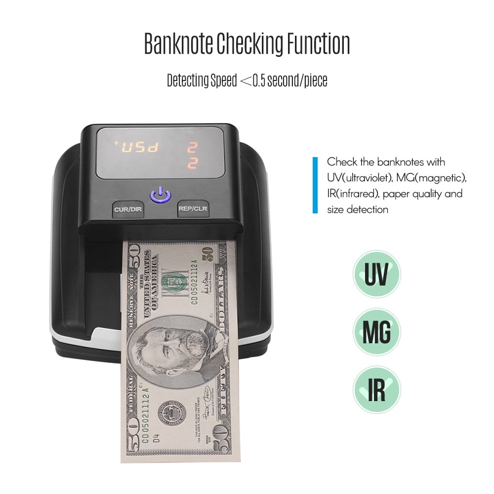 Banknote Bill Detector Counter UV/MG/IR Counterfeit Fake Money Detection F4D5