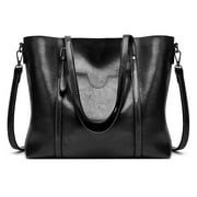 BATE Tote Bag for Women Large Capacity Leather Laptop Briefcase Handbag Travel Purse, Black