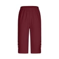 thumbnail image 5 of Cropped Yoga Pants Womens Plus Size Capri Flare Leggings Lightweight Summer Workout Pants for Summer Wine 2XL, 5 of 6