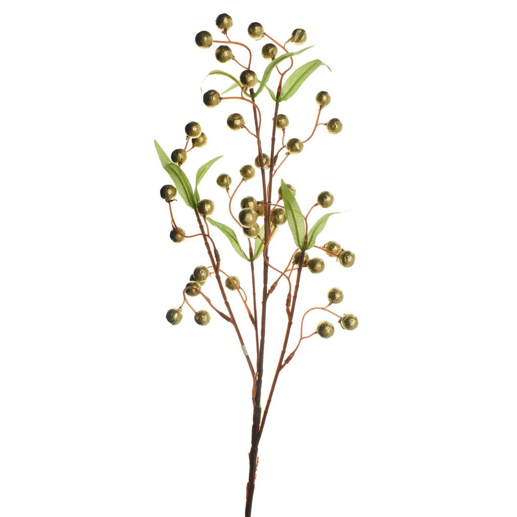 Artificial Berry Branch Stem, Gold, 31Inch