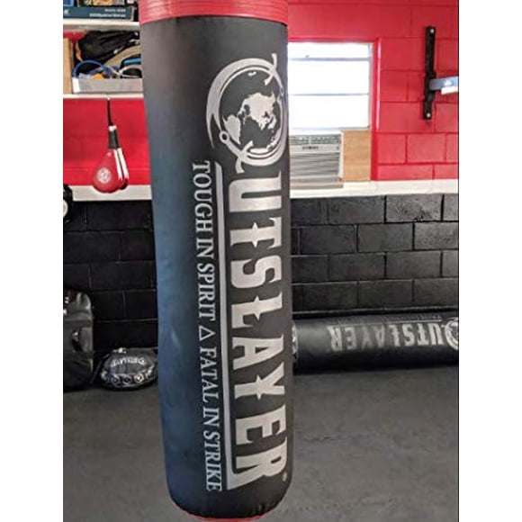 Outslayer Filled Punching Bag Boxing Training Practice MMA Heavy Bag 100 Pound Made in USA (Black/Red)