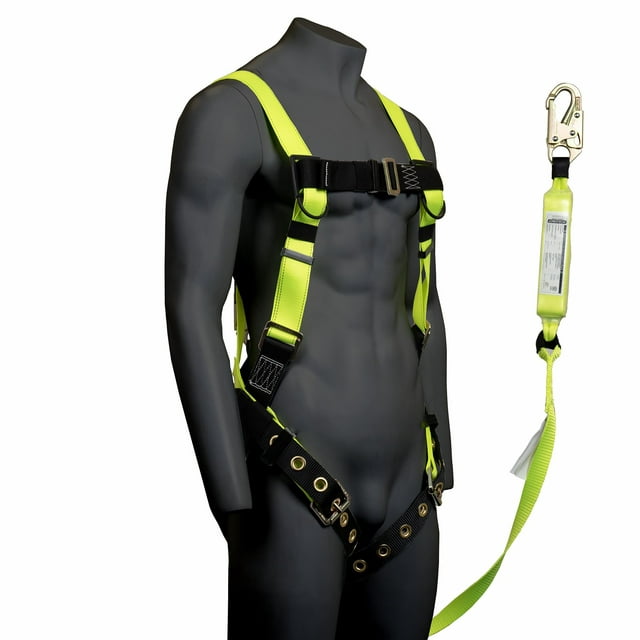 JORESTECH Safety Full Body Harness with 6 Foot Safety Lanyard Fall ...