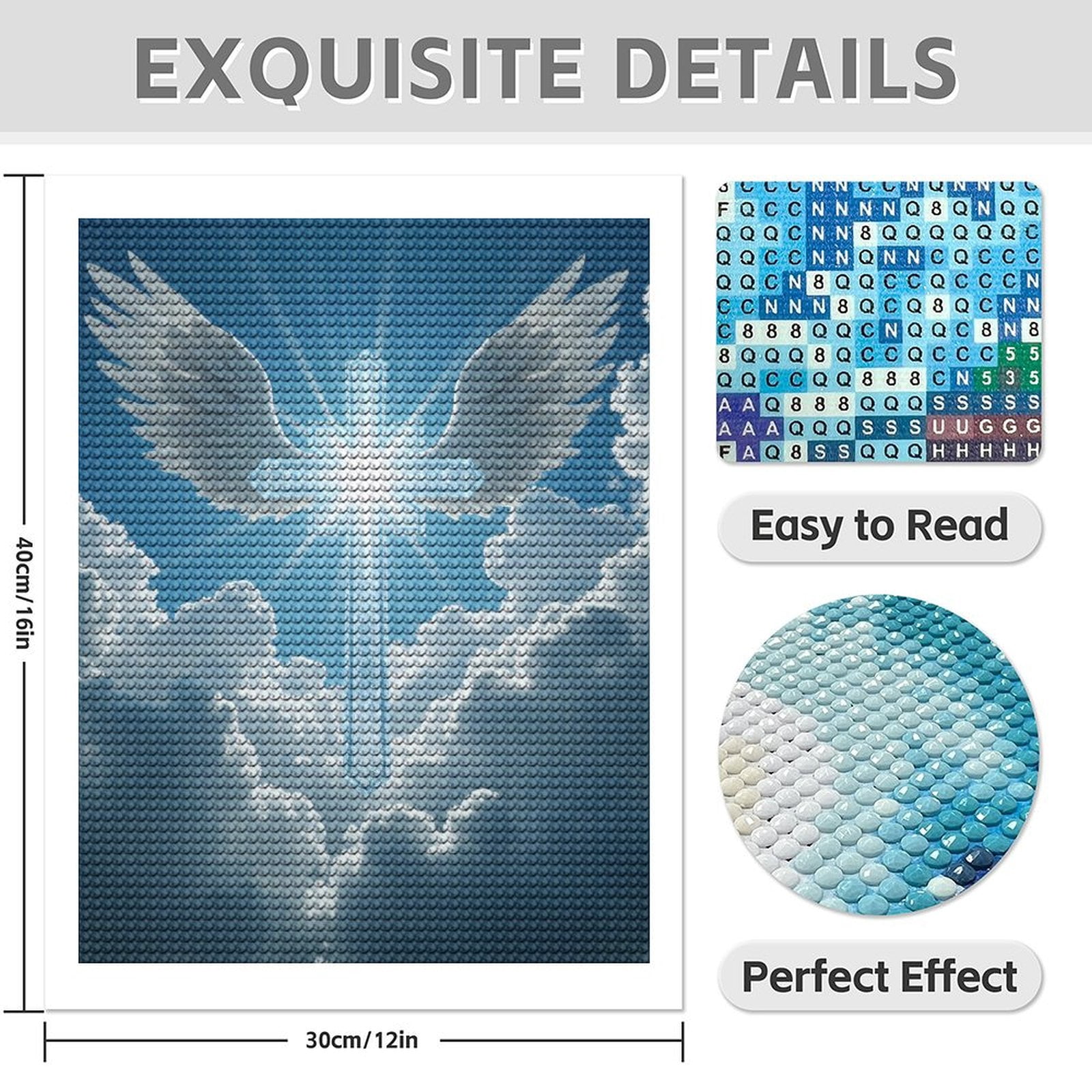 Diamond Art Kits for Adults - 5d Heavenly Cross With Wings Diamond Painting for Adults, Diamond Art for Adults Beginners, Diamond Painting Kits for Adults for Home Wall Decor