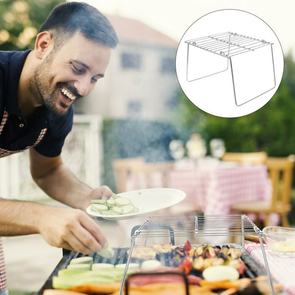 CIMAXIC Campfire Roasting Rack Barbecue Grill Stainless Steel Adults Barbecuing 1Pack