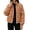 Brown, variant on Women Polka Dot Quilted Jacket Stand Collar Zip Front Contrast Piping Diamond Pattern Side Pockets Long Sleeve for City Errands and Weekend Walks