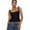 Black, variant on Women Summer Slim Shirt Casual Solid Color T-Shirt Sleeveless Lacy Cotton Tops S-XL