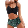 thumbnail image 1 of Conjunto de bikini cruzado con cuello halter y cintura alta para mujer, trajes de baño de dos piezas con efecto push up, 1 of 8