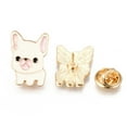 thumbnail image 2 of 10 pc Alloy Enamel Brooches Enamel Pin with Brass Butterfly Clutches Dog Light golden Cadmium Free Nickel Free Lead Free White 22x16x2mm Pin: 1mm, 2 of 3