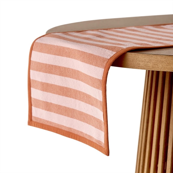 Beautiful Yarn Dyed Stripe Table Runner by Drew Barrymore, Coral Rose, 72"W x 14"L