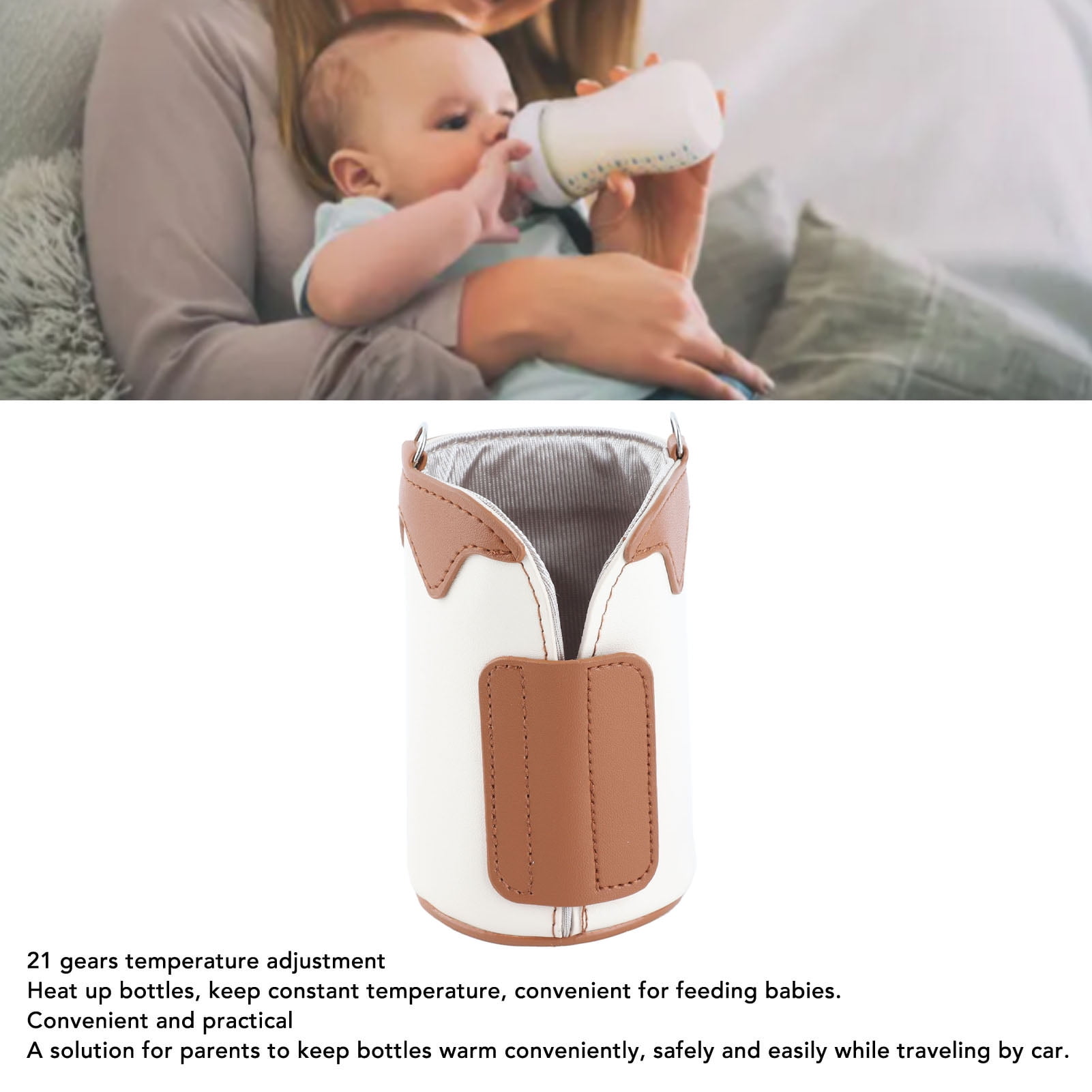 Riousery Portable Baby Milk Bottle Insulation Cover with 21 Gear Temperature Control Digital Display Heat Keeper Sleeve Travel Large 3.1x4.3in / 8x11cm