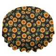 thumbnail image 2 of Sunflower and Bud Black Pattern Round Tablecloth 70"x70", Wrinkle Resistant Wipeable Table Cover for Kitchen Dining Room Picnic Patio and Party, 2 of 6