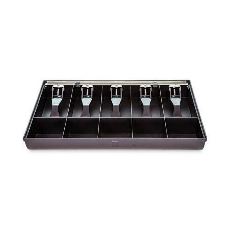 Plastic Currency and Coin Tray, Coin/Cash, 10 Compartments, 16 x 11.25 x 2.25, Black Plastic Currency and Coin Tray, Coin/Cash, 10 Compartments, 16 x 11.25 x 2.25, Black