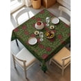 thumbnail image 6 of Vintage Red Roses Table Cloth, Waterproof Tablecloth for Square Tables, Green Abstract Art Floral Ethnic Reusable Washable Fabric Table Cover for Restaurant Kitchen Dining Tables 60"x60", 6 of 9