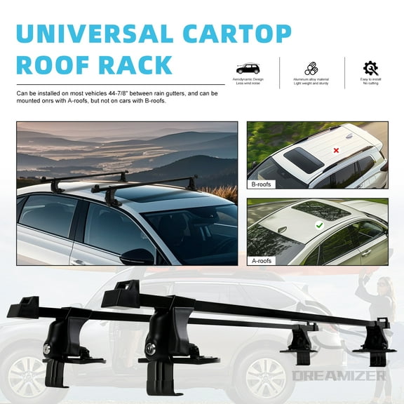 Car Roof Rack Car Top Roof Rack Cross Bar 54" Luggage Cargo Aluminum Pair Vehicle Car Roof Mounting Rack Rail Bar