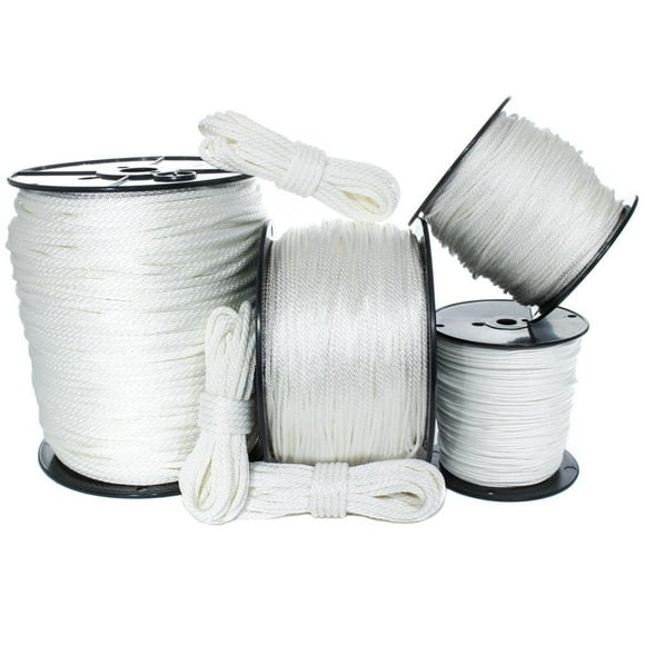 White Solid Braid Nylon Rope (1/2 Inch, 100 Feet) - Anchor, Tow-Lines, Boating, Mooring, Camping, Pulleys, Blocks, DIY Projects, Outdoors