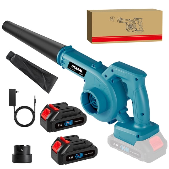 2-in-1 Portable Cordless Leaf Blower with 2 battery (blue)