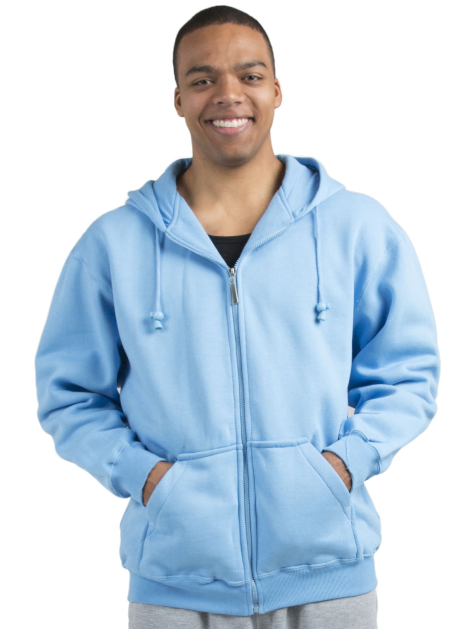 Vibes Men Fleece Full Zip Hoodie Jacket Sky 2XLarge