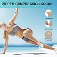 thumbnail image 2 of 2 Pairs/3 Pairs Zipper Compression Socks, 15-20 mmHg Closed Toe Compression Stocking with Zipper for Women and Men, 2 of 5
