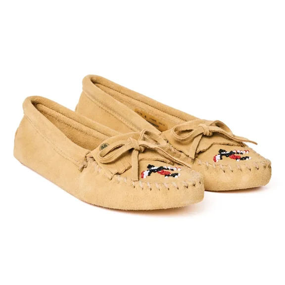 Minnetonka Women's Thunderbird Animikii Soft Leather Sole, Brown, Size 5.5