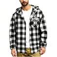 thumbnail image 4 of QATAINLAV Mens Long Sleeve Hoodies Casual Button Down Plaid Shirt Jackets Fashion Hooded Shacket with Pocket Black M, 4 of 6