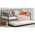 thumbnail image 3 of JERFIT Modern Black Metal Twin Daybed with Trundle, Space-Saving Design, Full Metal Frame, Mattress Foundation Ready, 3 of 6