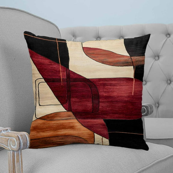 Red Burnt Orange Decorative Pillowcase 20''x20'', Geometric Boho Modern Abstract Throw Pillow Covers Soft Cushion Case for Couch Sofa Bedroom Living Room, Pillowcase Boho Decor