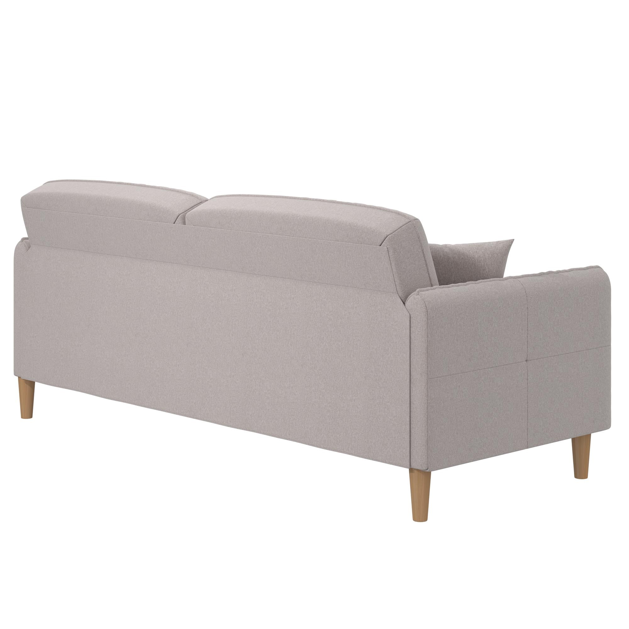 Mainstays Claremonte 78" Tufted 3 Seater Sofa Couch with Throw Cushions, Light Gray Linen