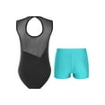 thumbnail image 2 of Aislor Kids Girls Shiny Diamond Sleeveless Gymnastics Leotard Biketard with Shorts Set Workout 6-14 Blue Green 12, 2 of 7
