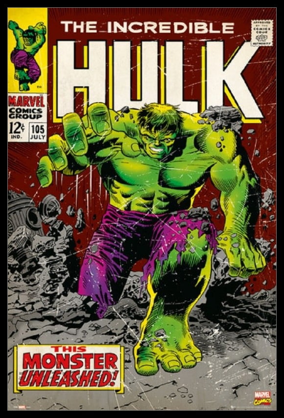 Marvel Hulk Comic Book Cover Laminated & Framed Poster (24 x 36