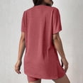 thumbnail image 5 of 2 Piece Short Sets for Women Summer Dressy High Slit Top Shirt Travel Vacation Airport Outfits Soft Vacation Workout Shorts Sets Matching Clothing, 5 of 7