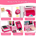 thumbnail image 3 of Kids Cash Register with Fake Money & Scanner, Pretend Play Store for Girls 3 4 5 Years Educational Toy Birthday Gifts(Red), 3 of 6