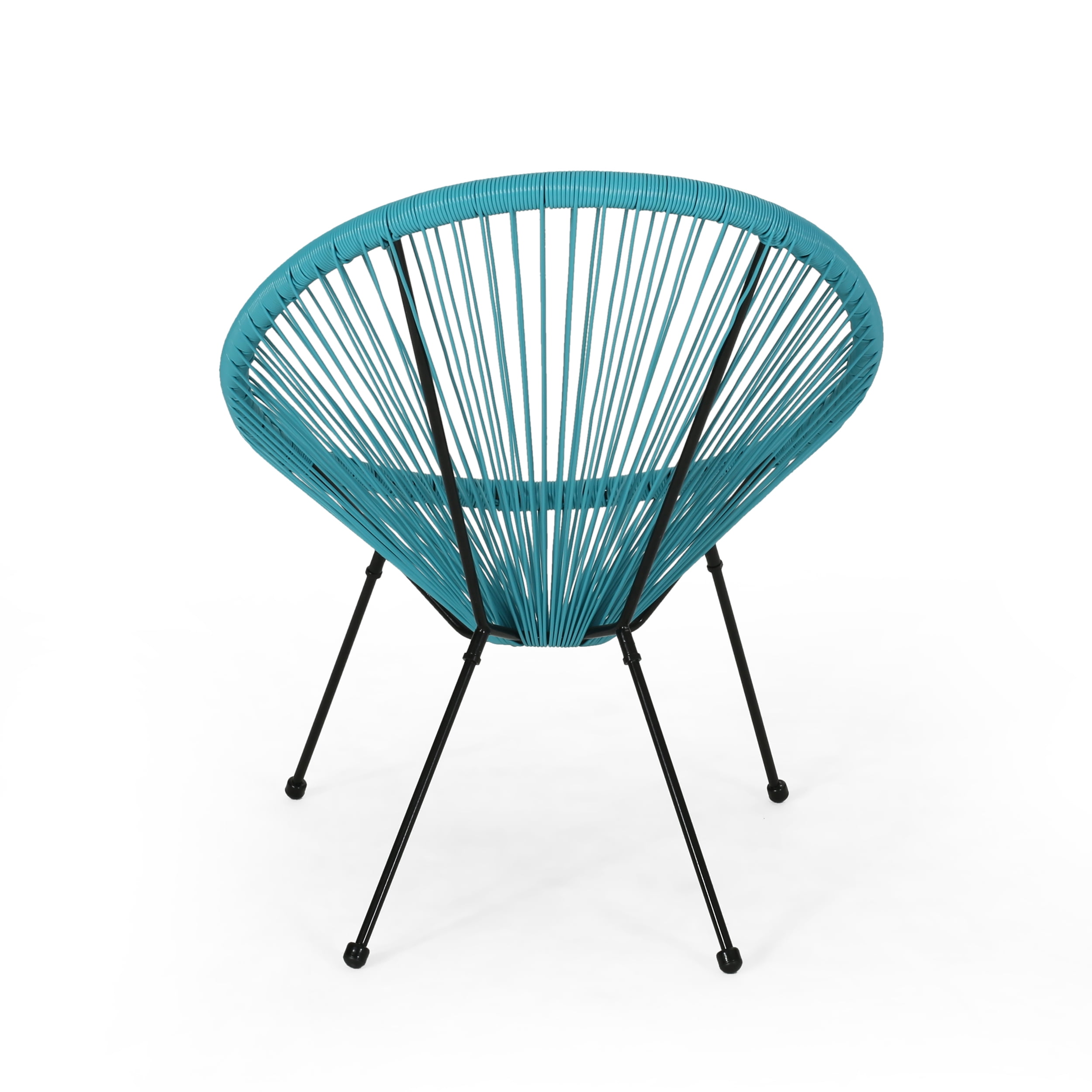 Euroco Rattan Patio Chairs Set of 2,Outdoor Woven Basket Club Chairs with Metal Frame for Living room Backyard Garden,All-weather Wicker,Teal