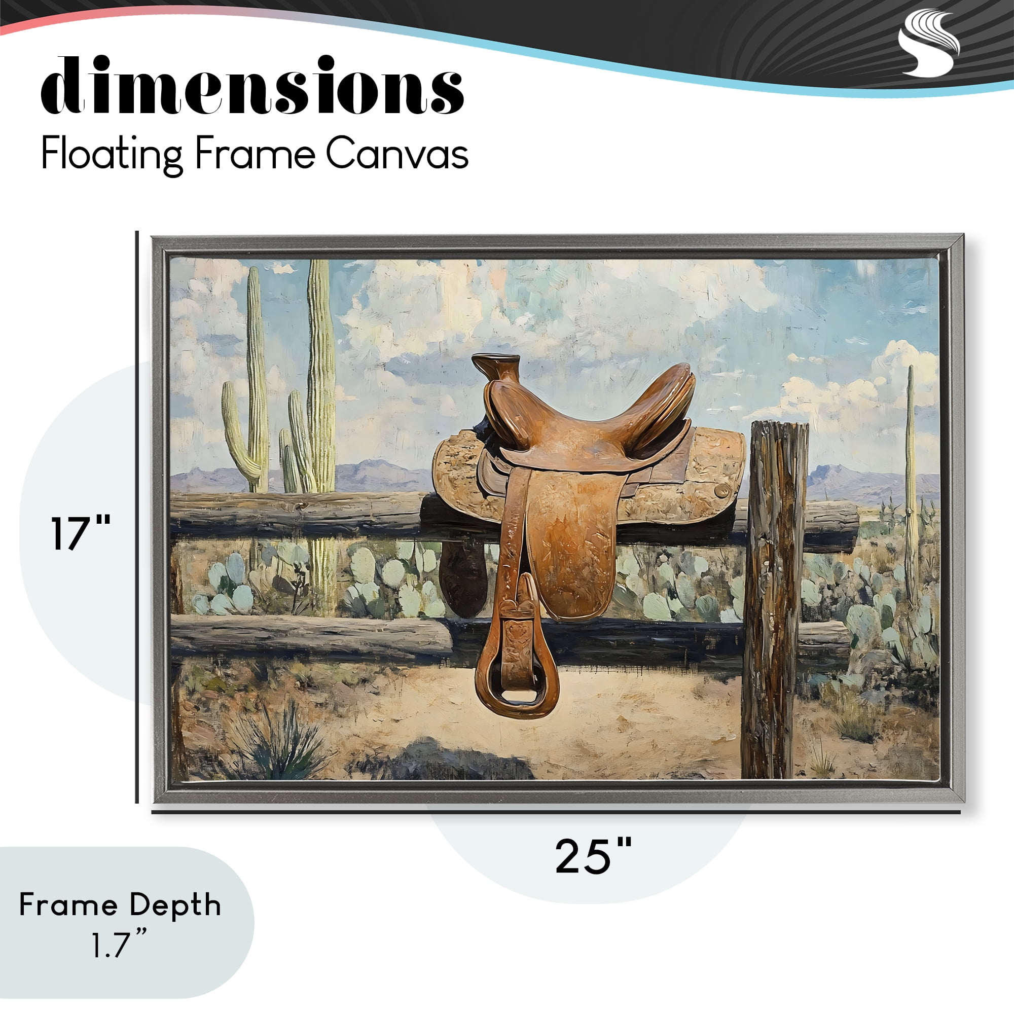 Stupell Industries Saddle on Desert Fence Gray Framed Floater Canvas Wall Art, design by Franklyn Gregory