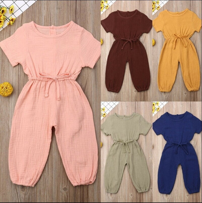 Newborn Infant Baby Romper Girl Jumpsuit Cotton Linen Lace Bow Clothes |  eBay