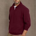 thumbnail image 4 of Aimik Hanes Men's Quarter Zip Sweatshirt Sherpa Lined Fleece Zipper Pullover Heavyweight Winter Warm Cotton Sweater-Wine S, 4 of 6