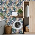 thumbnail image 4 of Peel and Stick Wallpaper Tropical Monstera Palm Leaves Abstract Botanical Teal Wall Mural 17.7in x 9.8ft Self Adhesive Removable Wall Paper Renter Friendly Wallpaper for Nursery Bedroom Cabinets, 4 of 8
