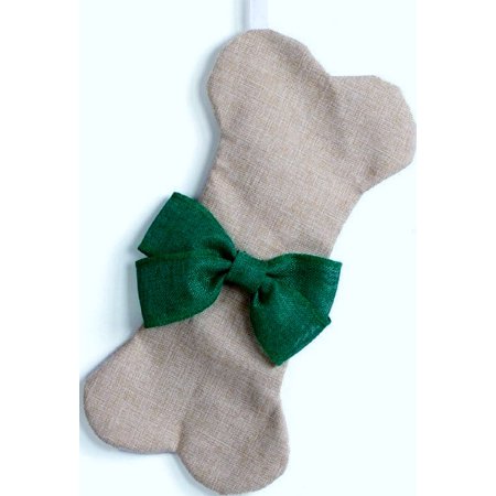 Dirk Bones - Large Dog Bone Christmas Stocking Green Bow
