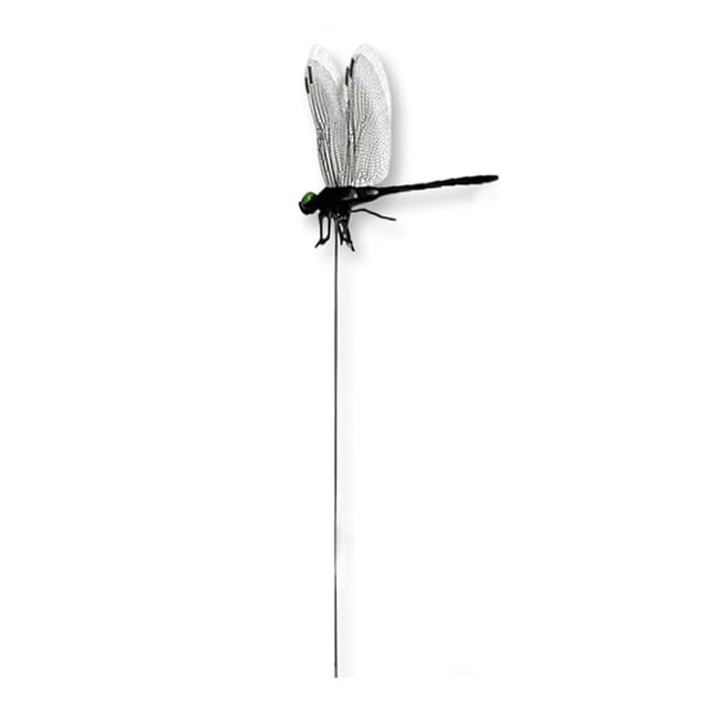Lttoisl 3Pcs Realistic Dragonfly Bug Repellent Clips, Solar Powered Rotating Garden Stakes, PVC Weather-Resistant Ornament for Outdoor Pest Control, Green, 15.35 Inch