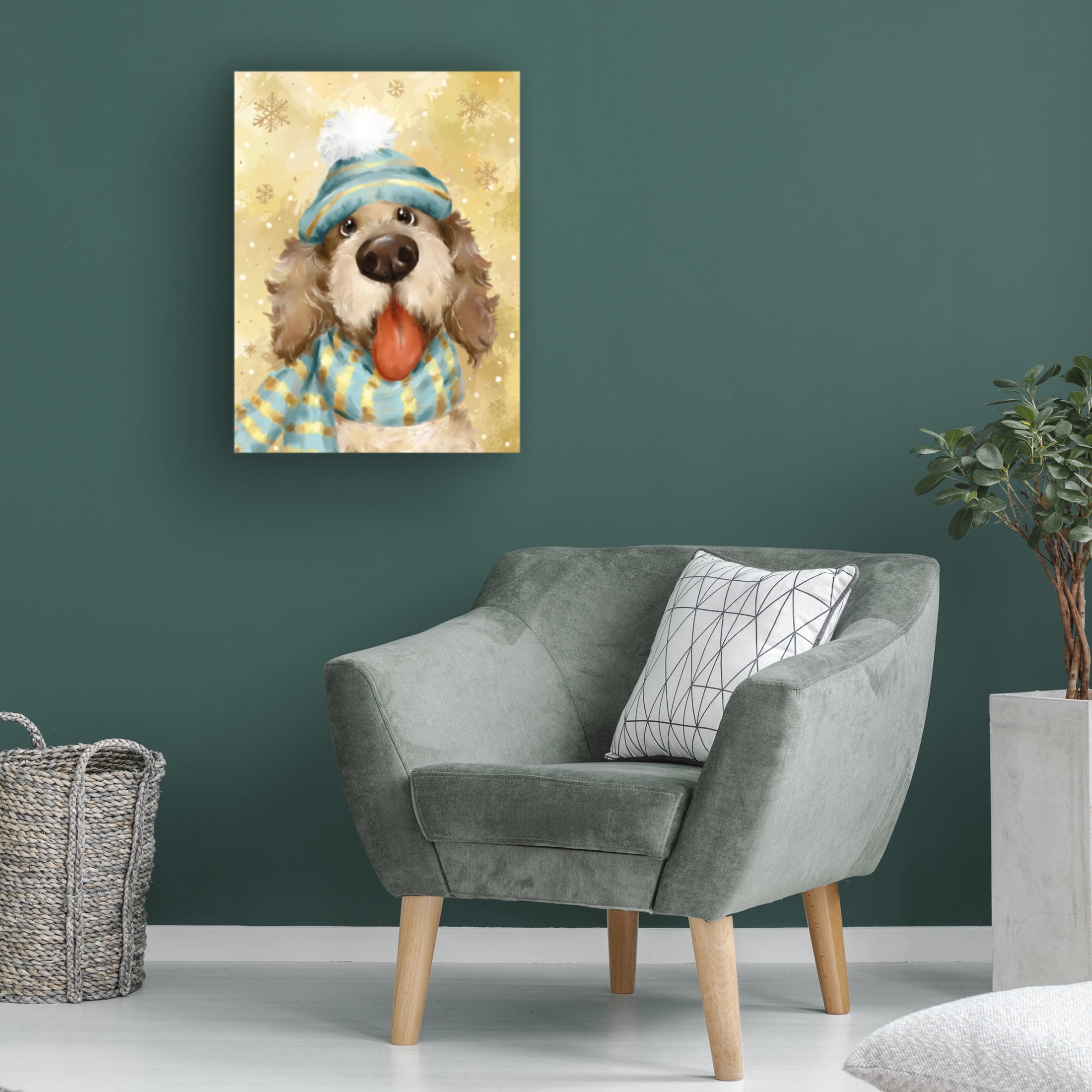 Canvas Wall Art - MAKIKO 'Christmas Dog' Wall Art for Living Room, Bedroom, or Office Décor by Trademark Fine Art - 18 x 24 Inches