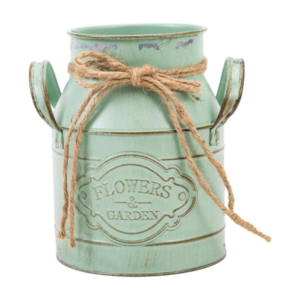 Maceta de jardín, contenedor para arreglos florales con asas, jarra de leche Verde