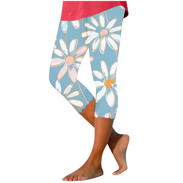 Pantalones de Yoga para Mujer, Cintura Elástica Impresa Capris para Uso Casual, Poliéster Cómodo Y Elástico